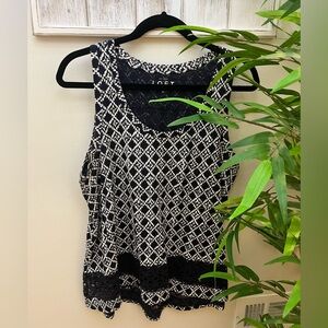 LOFT Women’s Navy and White Patterned Sleeveless Top, Size M, NWOT